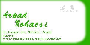 arpad mohacsi business card