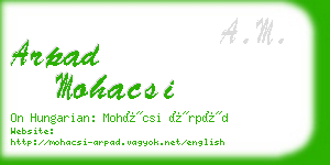arpad mohacsi business card